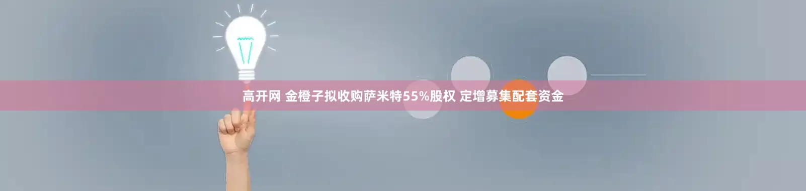 高开网 金橙子拟收购萨米特55%股权 定增募集配套资金