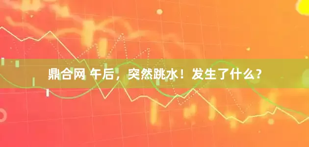 鼎合网 午后，突然跳水！发生了什么？